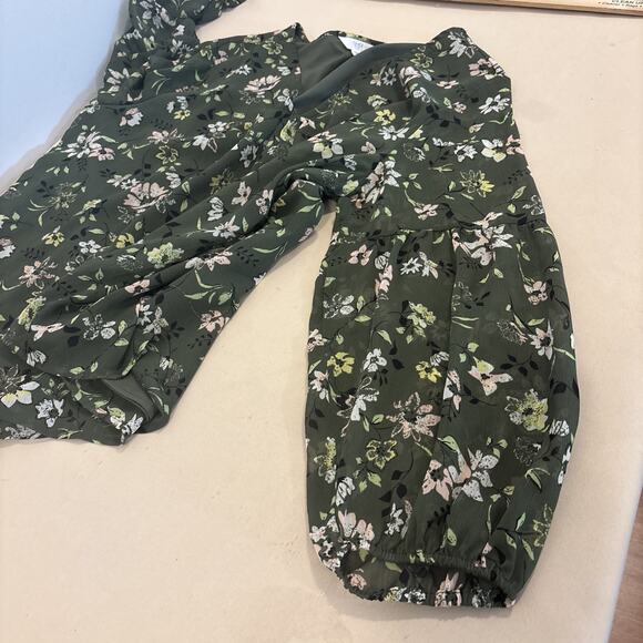 Time & True Floral Blouse 3X/22W Green V-Neck Long Sleeve Lined Plus Size Tunic - Picture 11 of 12